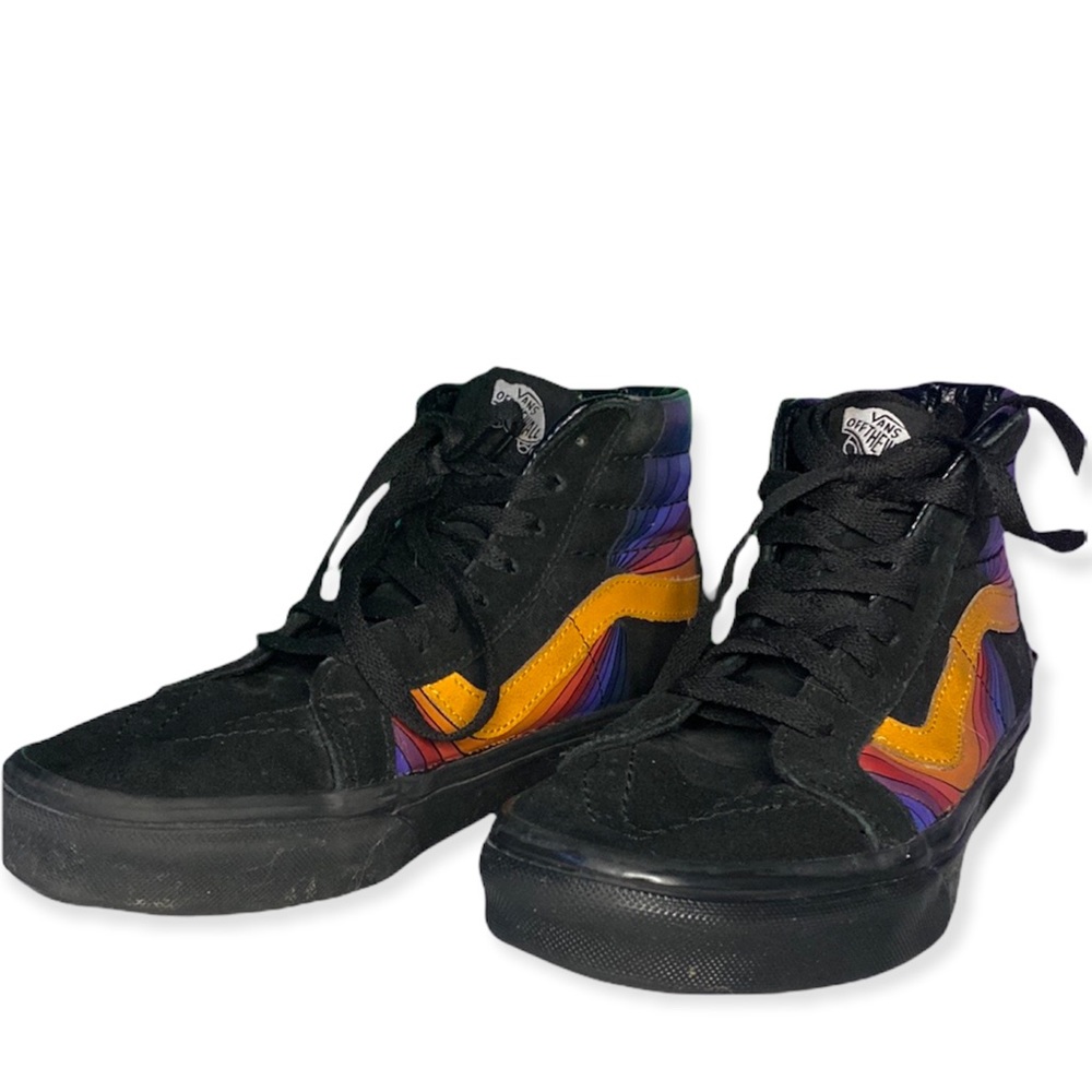Vans high tops colorful shoes.